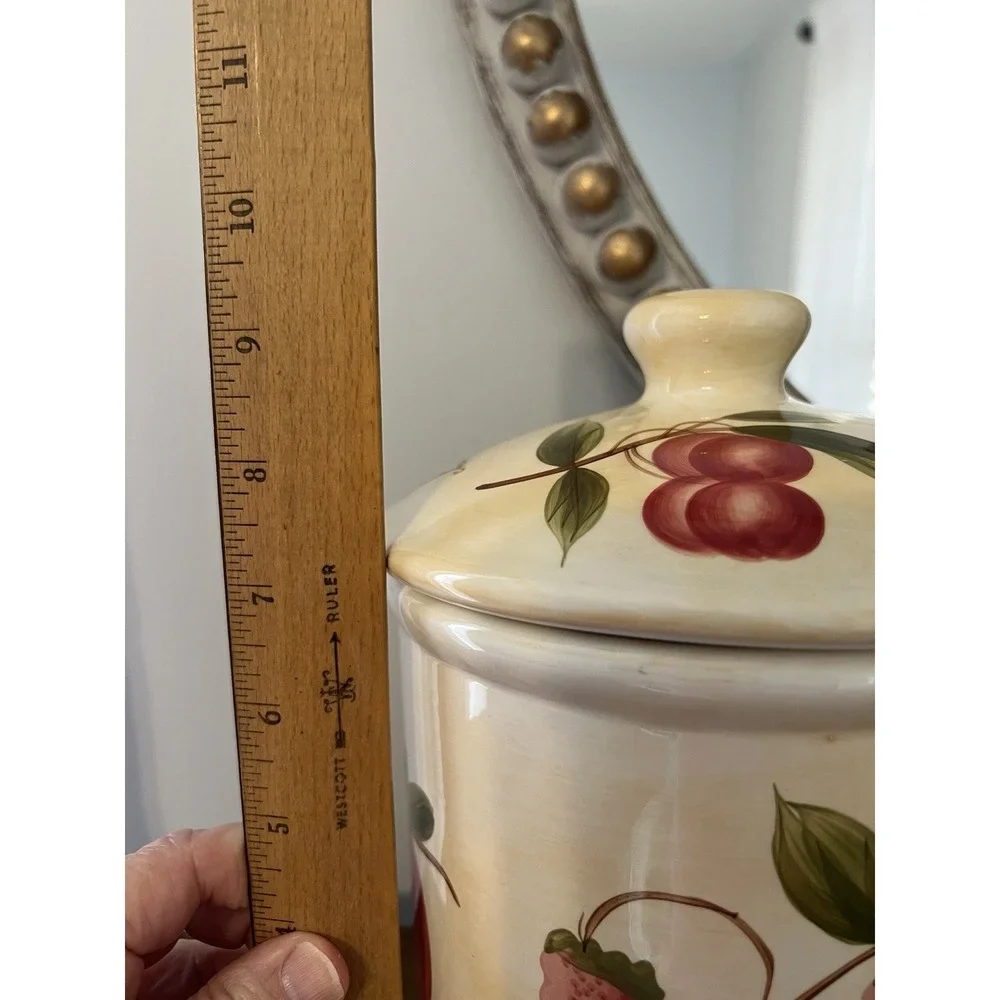 Pier 1 Provence Hand‎ Painted Fruit Canister French Country Farmhouse Kitchen